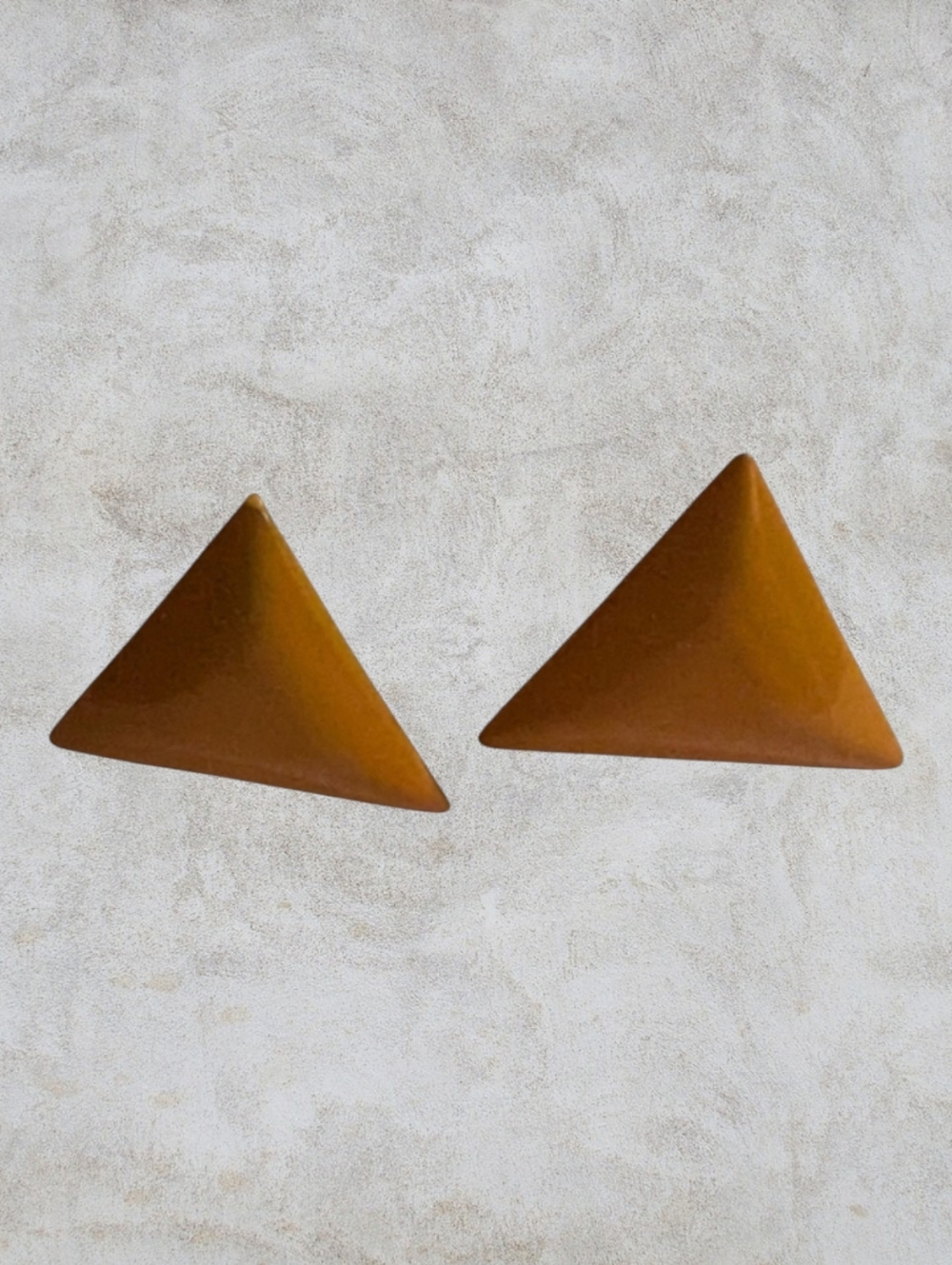 1980 Vintage Triangle Yellow Enamel Triangle Earrings Pierced